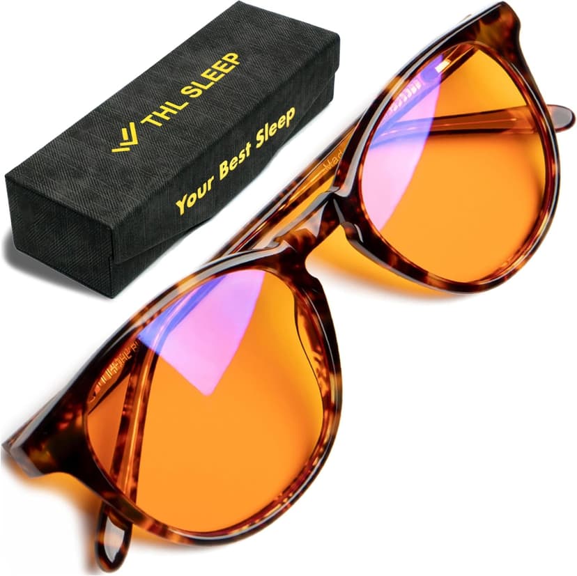 Orange Blue Light Blocking Glasses for Better Sleep - 99.5% Premium Acetate Migraine Glasses for Women & Men
