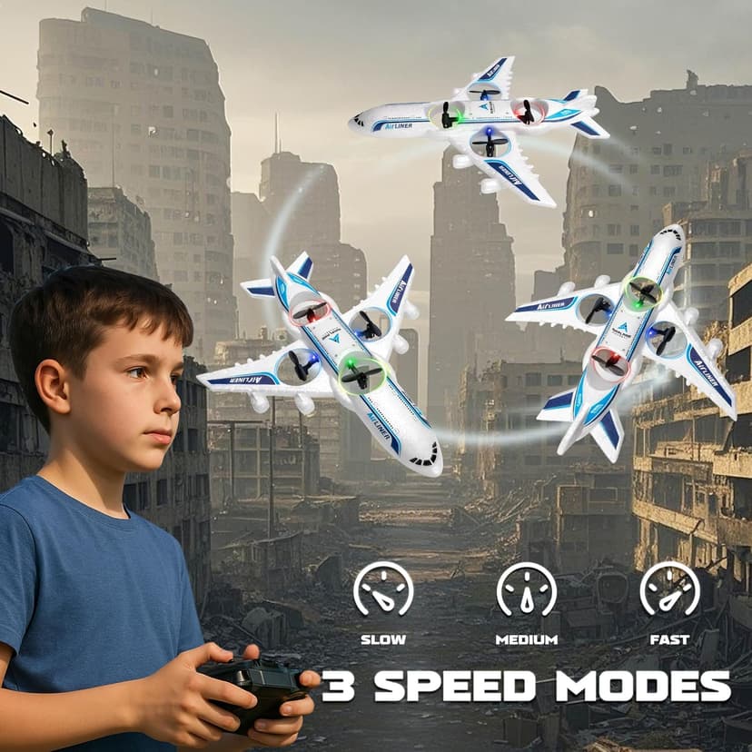 Rc Drone Remote Control Airplane -2.4GHz Foam V17 Jet Fighter Stunt,360° Drop-Resistant Stunt Spin Remote & Light RC Airplane with 2 Batteries for Kids Boys Girls (White)