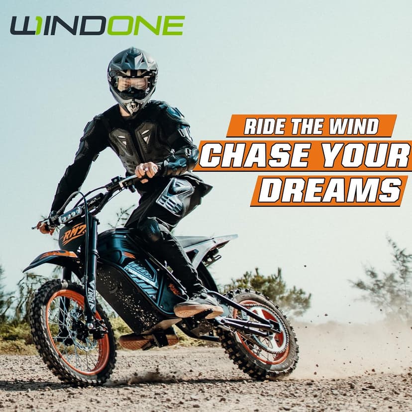 Windone RM7 Electric Dirt Bike for Teens & Adults, 2200W Peak Ebike, 48V 22.5Ah, 37MPH & 45-Mile Electric Motorcycle, 14"/12" Off-Road Tire E-Bike, Dual Hydraulic Brakes, Full Suspension, Fit Age 13+
