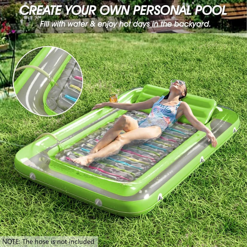 Inflatable Tanning Pool Lounger Float - Jasonwell 4 in 1 Sun Tan Tub Sunbathing Pool Lounge Raft Floatie Toys Water Filled Tanning Bed Mat Pad for Adult Blow Up Kiddie Pool Kids Ball Pit