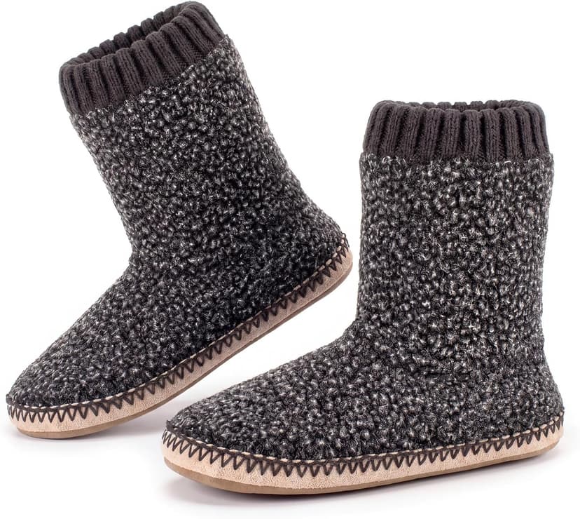 Textured knit upper, fuzzy lining, ankle-high coverage and cushioned insole for cold floors; machine washable cosyone1997 Boot Slippers for Men Indoor Non Slip Soft Sole B0C5F5SNB7