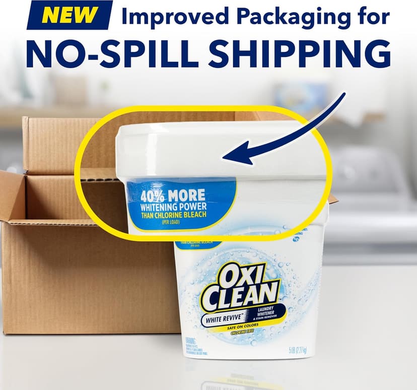 OxiClean White Revive Laundry Whitener and Stain Remover Powder, Alternative to Bleach for Laundry, 5 lb