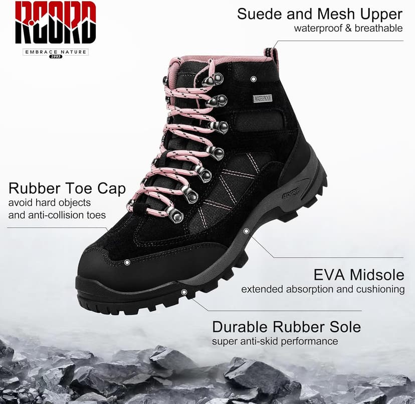 R CORD Hiking Boots Women Waterproof Womens Hiking Boots for Outdoor Trekking Camping Trail Outdoor Hiking Shoes for Women