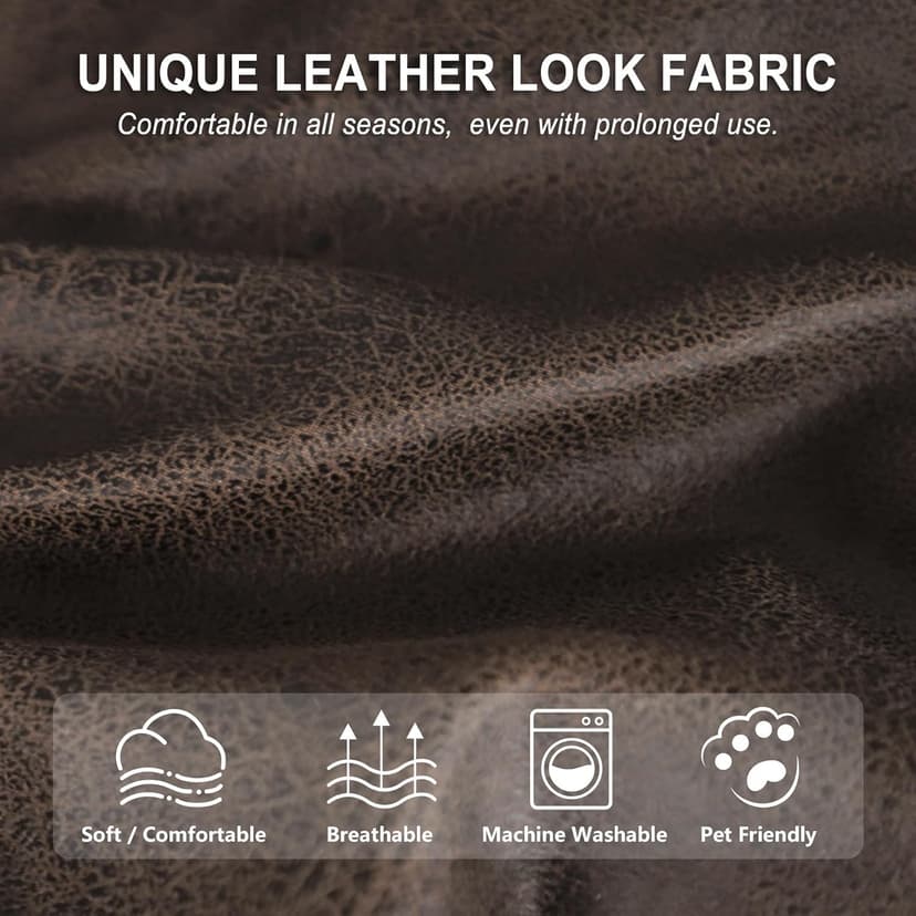 ANARACHON Leather Look Couch Cushion Covers Sofa Seat Slipcovers Sets Couches Furniture Protector for Sectional Armchair Loveseat Pets Kids Stretch Spandex Fabric(3 Cushion Sofa, Brown)