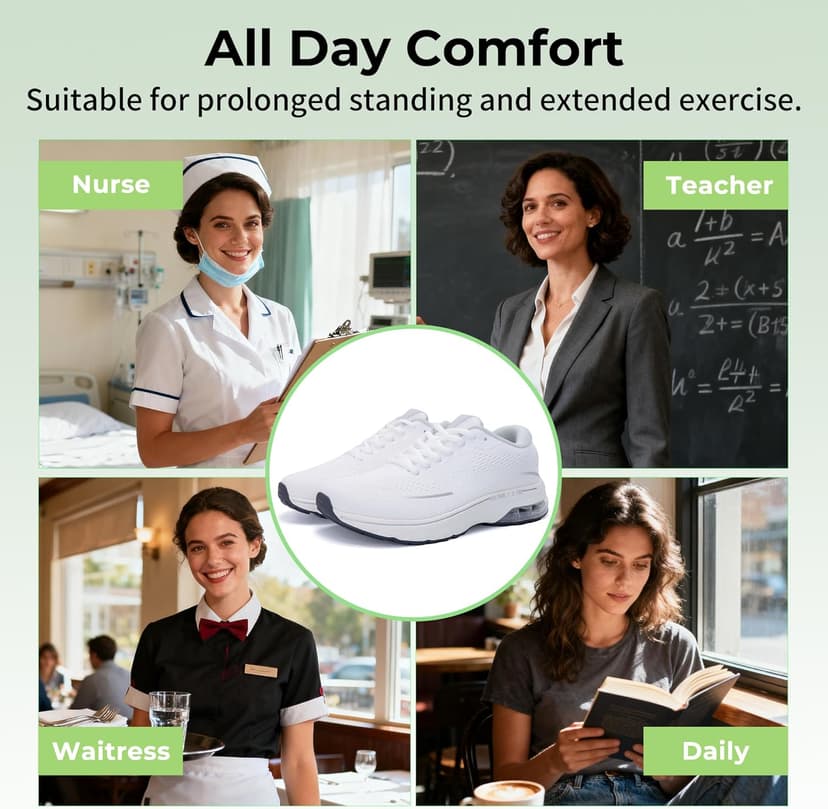 AOV Wide Toe Box Running Shoes Women Arch Support Walking Sneakers for Plantar Fasciitis Athletic Tennis Orthotic Shoes for Workout Gym Black Size 8