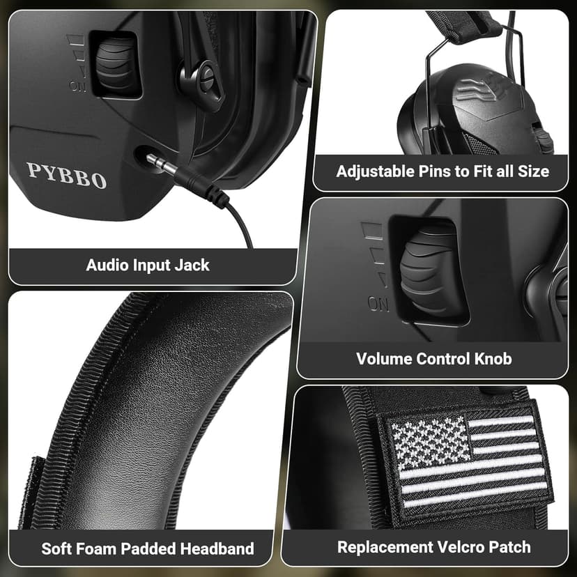 PYBBO Shooting Ear Protection with Gel Ear Pads, NRR 23dB Active Noise Reduction & 3X Sound Amplification Gun Range Earmuffs