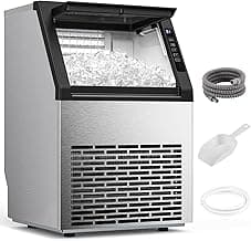 Electactic Commercial Ice Maker Machine,80lbs/24H Stainless Steel Ice Machine,24lbs Storage, Auto Self-Cleaning Freestanding Ice Maker, Ice Machine Freestanding for Bar/Cafe/Restaurant