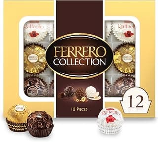 Ferrero Collection, 12 Count, Premium Gourmet Assorted Hazelnut Milk Chocolate, Dark Chocolate and Coconut, 4.6 oz