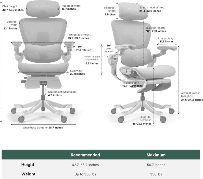 HINOMI H2 Pro Premium Ergonomic Office Chair - Comfy Home Office Desk Computer Chair with Adjustable Back Support, Swivel Wheels, Flip-up Arms, Comfortable Mesh Seat for Desk Work (Gray)