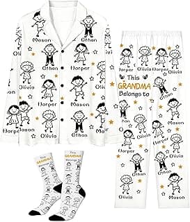 Artsadd Custom Christmas Pajamas for Men Women Personalized Face Pajama Pjs Customized Button Down Pajama Set Gift for Xmas