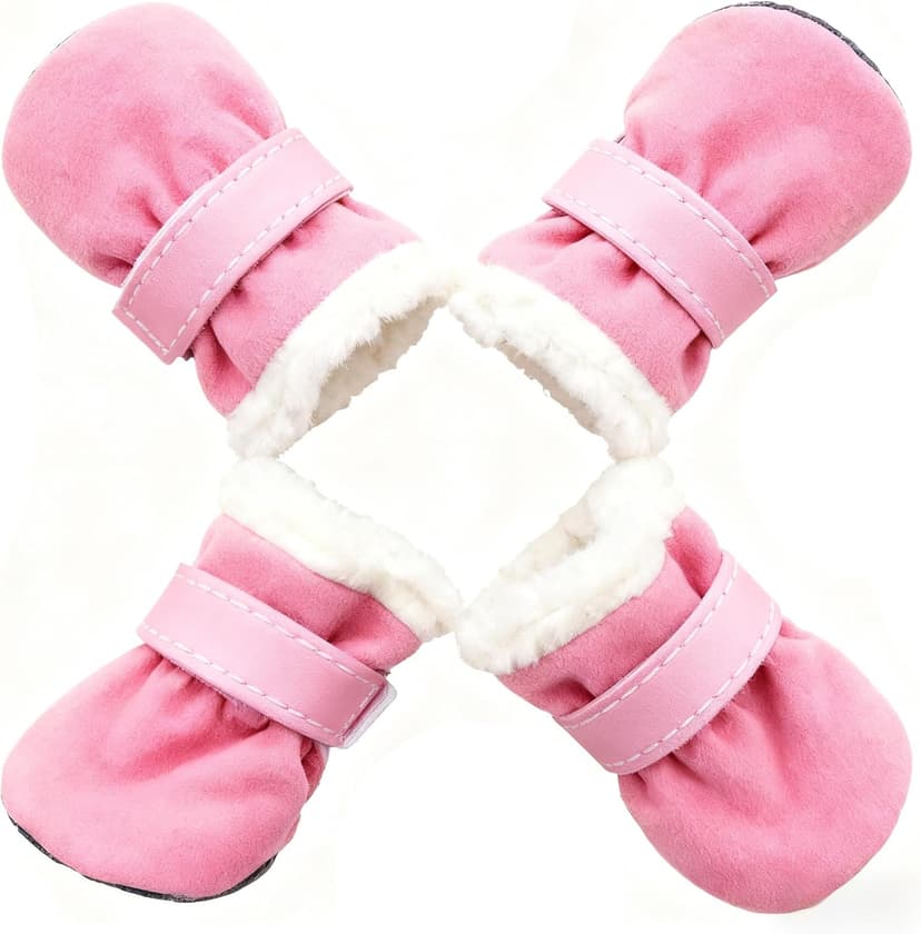 Small Dog Shoes for Winter, Snow Booties for Puppy, Outdoor Warm Dog Booties for Cold Weather (Black, Small)