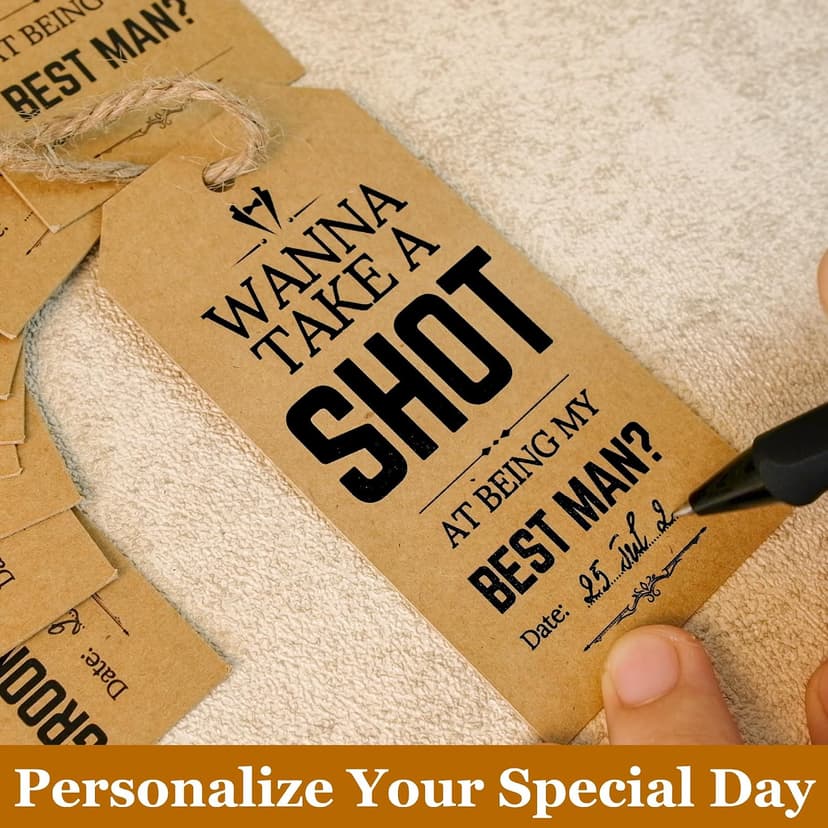 wedding groomsmen gifts, take shot tags Groomsmen Proposal Gift, 8 Will You Be My Groomsman Cards, 2 Best Man Card B0D6GL9WCH