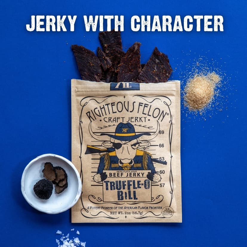 Righteous Felon Savory Beef Jerky Variety Gift Pack - Great Gifts for Men | Gluten Free, High Protein Healthy Snack | Bulk Beef, Pork, & Turkey Jerky Variety Snack Packs | The Savory 6 Pack Sampler