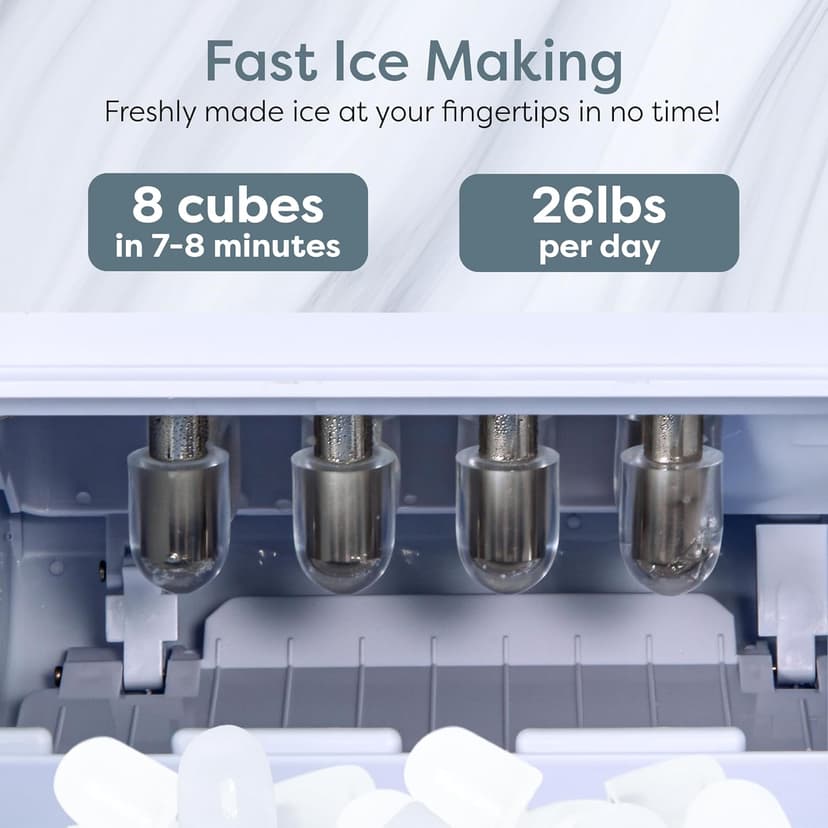 Igloo Portable Ice Maker with Scoop & Basket- Ice Maker with LED Control Panel & 1.5 Quart Water Tank-Ice Cube Maker Produces 26 Lbs. of Ice in 24 Hours With 8 Large or Small Cubes In 7 Minutes- Black