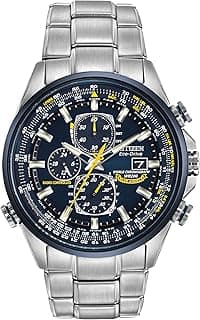 Citizen Men's Eco-Drive Sport Luxury World Chronograph Atomic Time Keeping Watch in Stainless Steel, Blue Dial (Model: AT8020-54L)