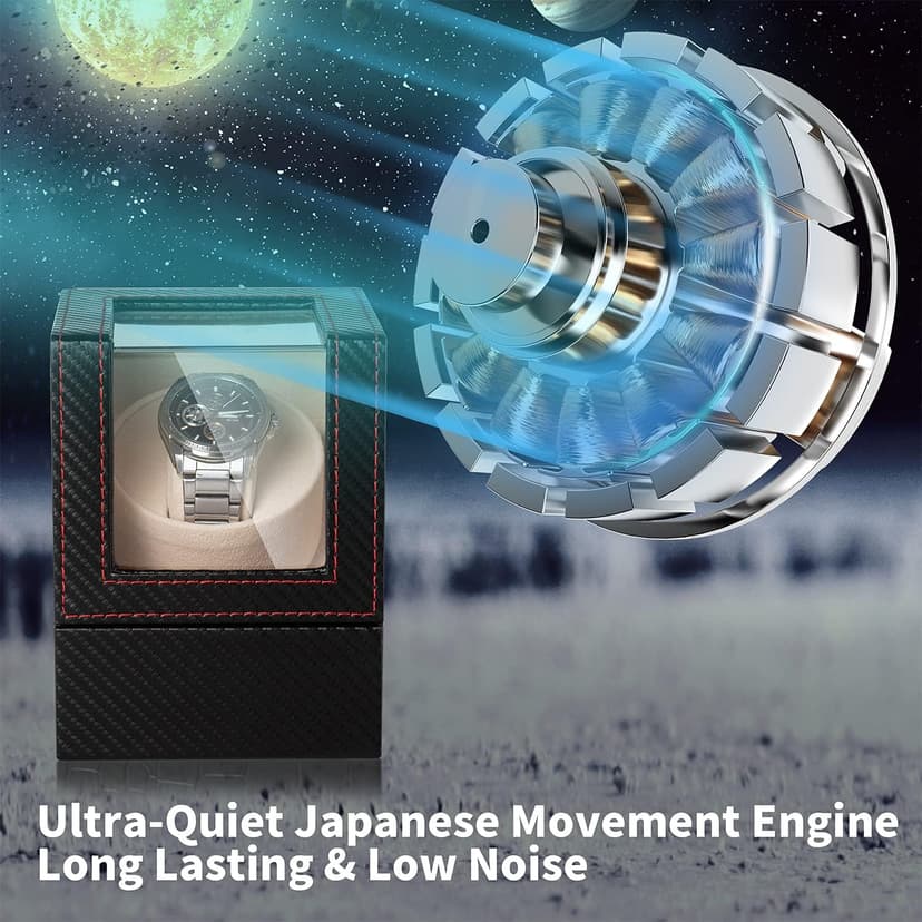 Efaithtek Automatic Single Watch Winder for Automatic Watches,Rotating Watch Case with Japanese Quiet Motor，AC Adapter or Battery Powered
