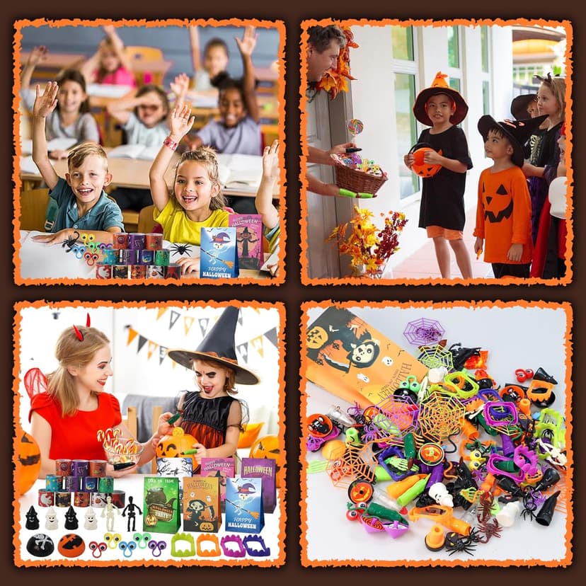 306 PCS Halloween Party Favors Bulk, Halloween Goodie Bags Fillers for Trick or Treat, Stocking Stuffers, Halloween Treats Non Candy Carnival Treasure Box Classroom School Kids Adults Prizes Gifts