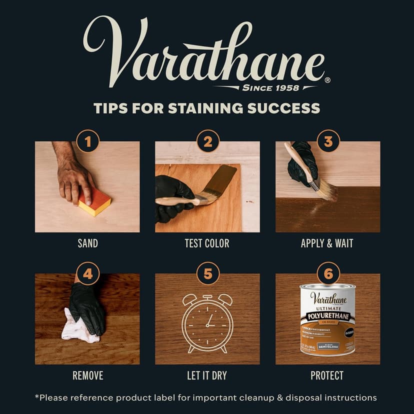 Varathane Premium Fast Dry Wood Stain | 1 Hour Dry Time | 1 Coat Color | Interior Wood Stain | Furniture, Cabinets, Doors, Trim | Half Pint | Dark Walnut