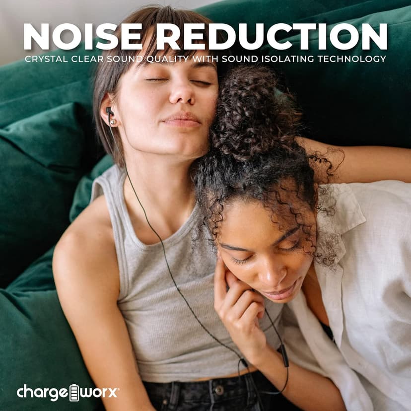 CHARGEWORX Wired Earbuds with USB-C Connector and Built-in Microphone, Corded Earphones with Noise Reduction, High-Def Stereo Sound, in-Line Audio Control, Compatible with Apple and Samsung Devices