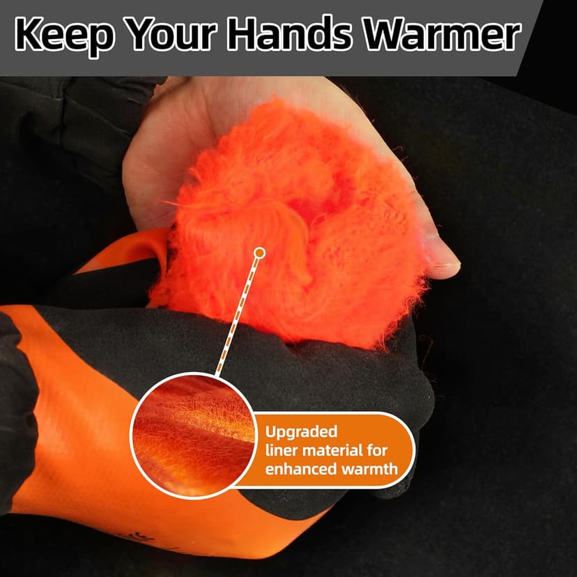 Schwer 2 Pairs 100% Waterproof Winter Work Gloves, ANSI A2 Cut Resistant Freezer Gloves for Outdoor Cold Weather Keep Hands Warm, Thermal Insulated Gloves for Shoveling Snow, Ice Fishing, L