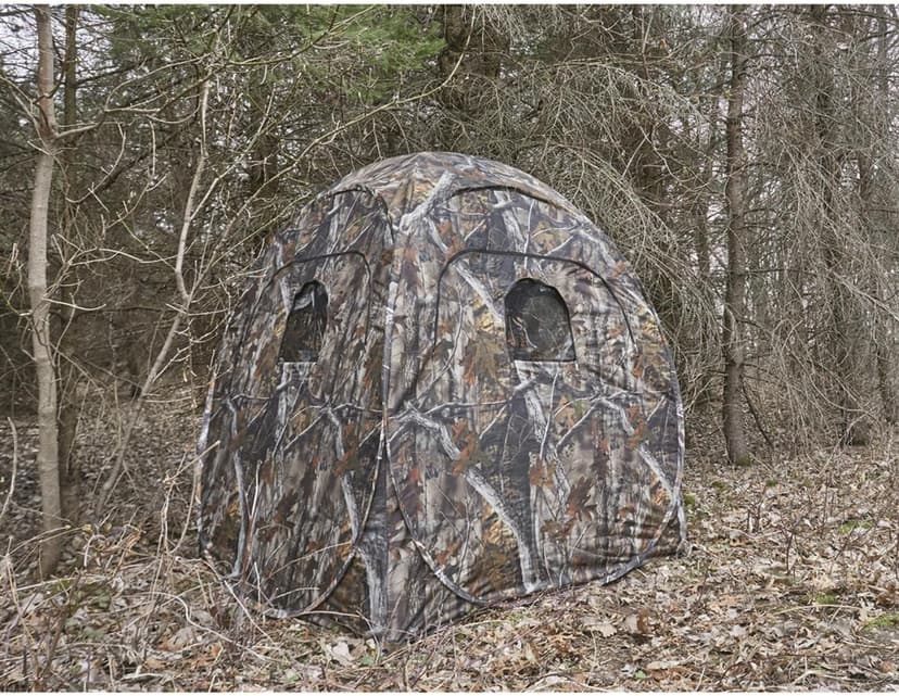 HuntRite Deluxe 4-Panel Spring Steel Hunting Blind; 2 Person Ground Tent for Deer and Turkey Season
