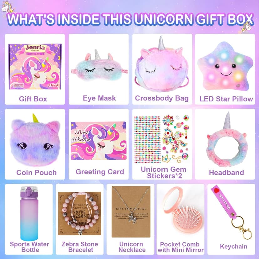 Jenria Unicorn Gift for Girls, Birthday Gifts for Girls Age 3 4 5 6 7 8 9 10 Years Old Girl, Gift Ideas, Girls Toys Age 6-8, Unicorn Toys for Daughter, Niece B0DCF94RV3