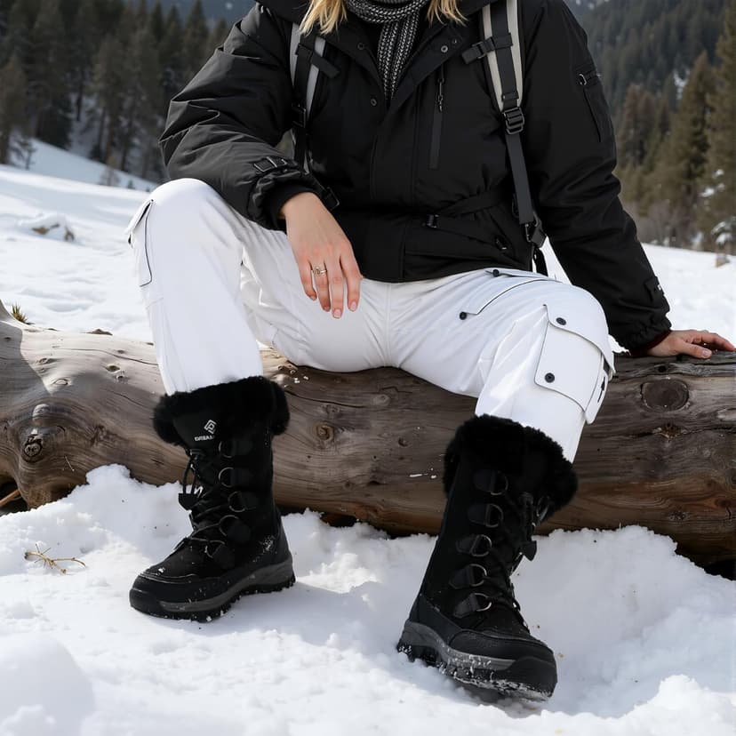 DREAM PAIRS Women's Waterproof Winter Snow Boots, Warm Comfortable Faux Fur Insulated Non-Slip Outdoor Lace-Up Florin Mid Calf Booties