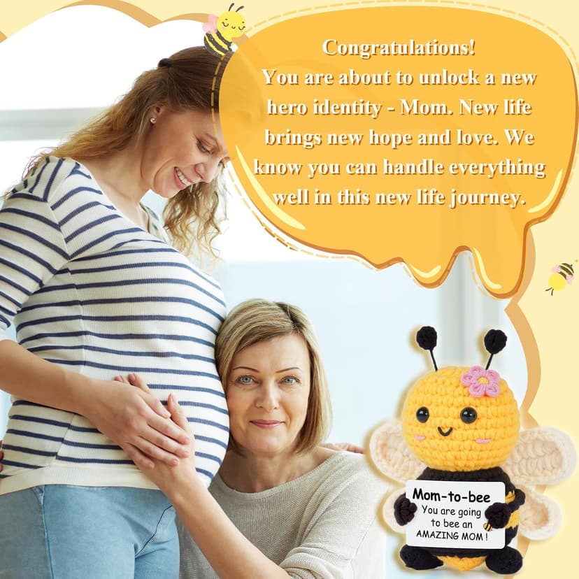 Mom to Be Gifts, Pregnancy Gifts for Expecting Mom, First Time Moms, Wife, Friend, Sister, Mommy to Be Gift, Gift for Pregnant Women, Cute Handmade Crochet Bee Support Present B0F99T7Q2R