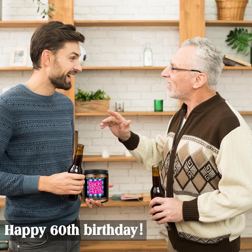 Homsolver 60th Birthday Gifts for Women Men, Happy 60th Birthday Decorations Candles Gift for Her Him, Funny 60 Years Old Ideas- Lavender Scented Candle