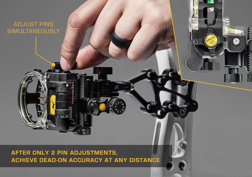 Trophy Ridge React Pro 5 Pin Bow Sight - Lighter, Stronger, More Reliable - Tool Less Windage and Elevation Adustability, 2nd/3rd Axis Leveling, Adjustable Click Light, Glow Ring