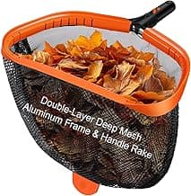 17.5" Pool Net, Pool Skimmer Net with Double-Layer Netting Bag, Aluminum Frame, Deep Nylon Net, Large Capacity Pool Cleaning Net, Leaf Skimmer Rake Net for Above Ground & In-ground Pools (No Pole)