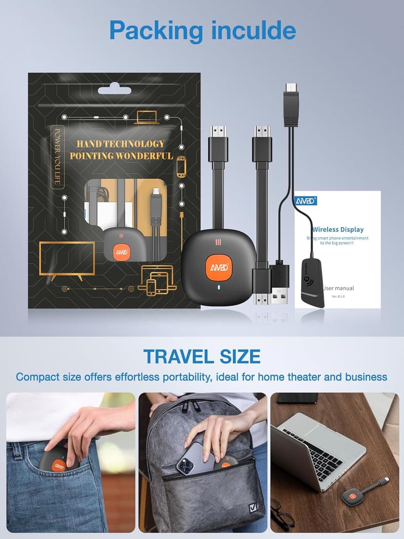 Wireless HDMI Dongle Adapter 4K, SOCLLLife Display Receiver for iOS/Android/Windows Devices to TV, Monitor, or Projector, Screen Mirroring with Airplay/Miracast/DLNA for Movies, Presentations