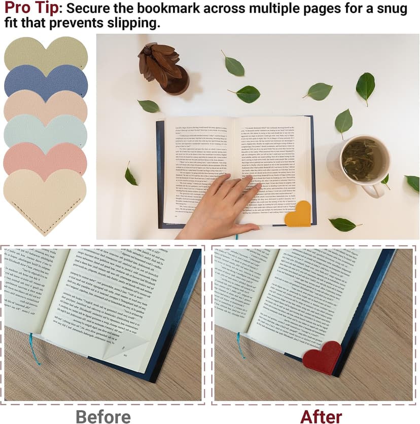 Yuoyar 30 Packs Leather Heart Bookmarks for Book Lovers, Cute Gifts (Solid Color) B0F53KXKCS