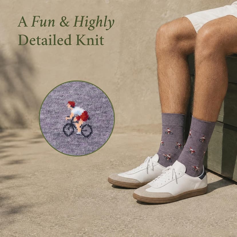 1 x Pair, Size 8-13, Purple, Premium Cotton Blend - Cycling Gift for Dad, Boyfriend & Bike Enthusiasts - The Athletic Gent The Sunday Cyclist Socks - Funny Cycling Socks - Fun Cycle Gift for Men B0H4HRDMP5
