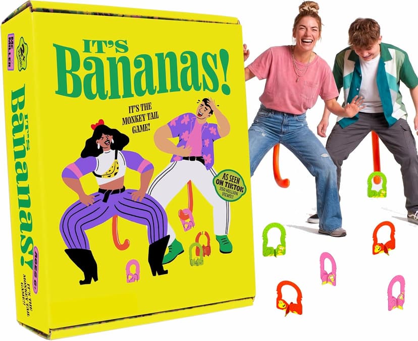 It's Bananas! The Monkey Tail Game - Funny, Fun Party & Family Board Game for Kids, Stocking Stuffer, Christmas, Thanksgiving, White Elephant, Girls Night, Birthday Gift, Gag, Novelty