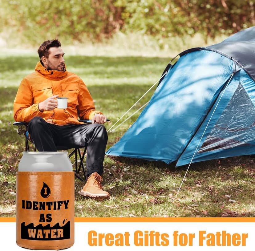 White Elephant Gifts for Adults Leather Can Cooler for Men Christmas Stocking Stuffers Gifts for Dad From Daughter Son Fathers Day Birthday Gag ldeas Funny Retirement Gift Tactical Koozie