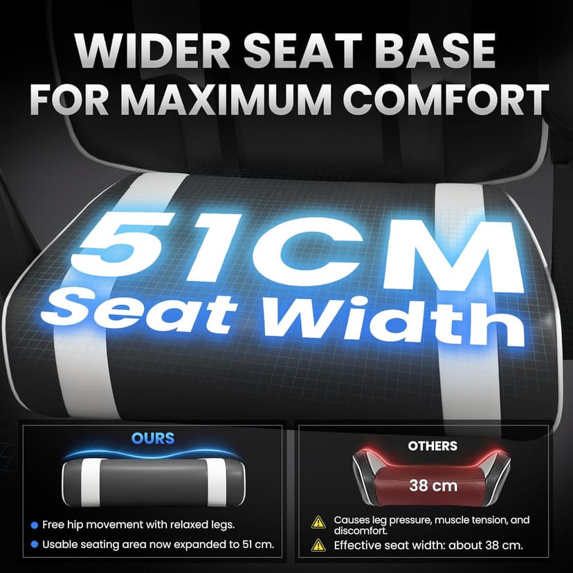 Gaming Chair for Adults Gamer Game - Ergonomic Gaming Chair with Footstool, Headrest, and Lumbar Support Height Adjustable Leather Game Chair’s 200 KG Load Bearing Capacity White