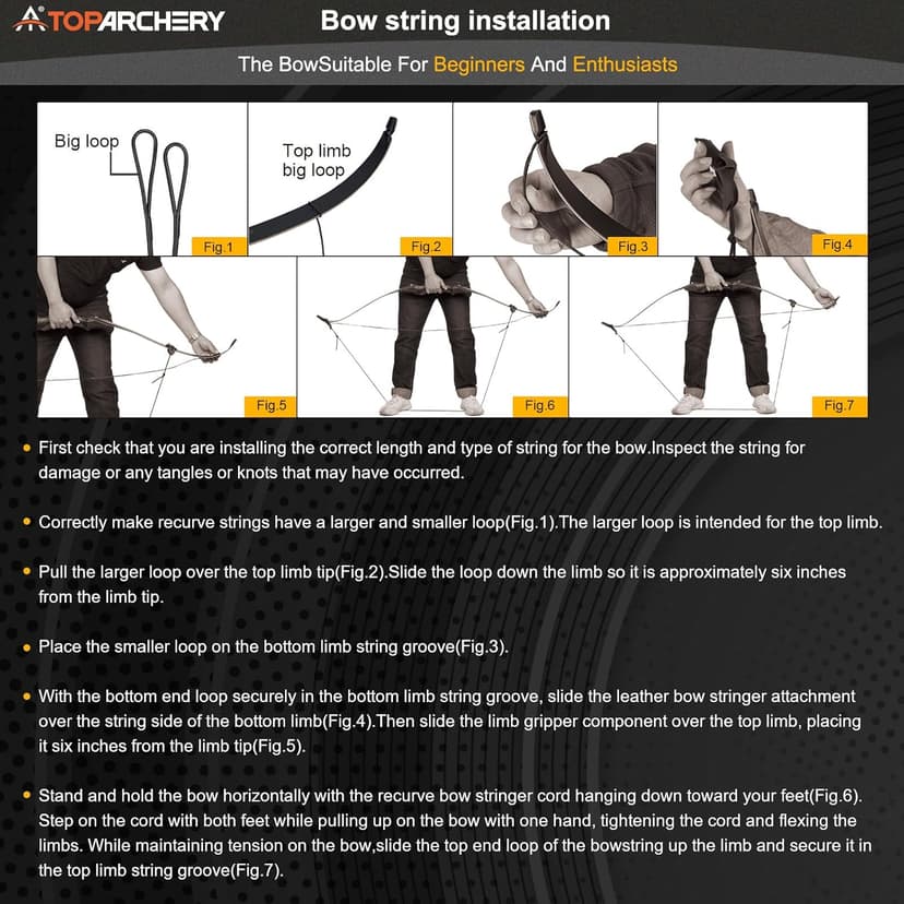 TOPARCHERY Archery 60" Takedown Hunting Recurve Bow and Arrow Set for Adults Practice Competition Longbow Kit 30-50lbs with 6pcs Arrows Right Hand Black