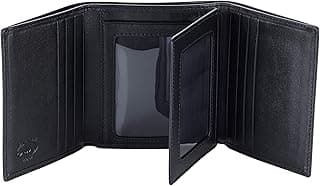 Stealth Mode Leather Trifold RFID Wallet For Men With Flip Out ID Holder (Black)
