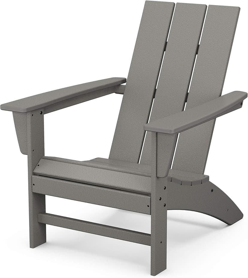 Polywood Modern Adirondack Chair – All-Weather Outdoor Lawn Adirondack Chairs – HDPE, Fade-Resistant & Durable Outdoor Furniture – For Patio, Deck & Fire Pit Chairs – Grey