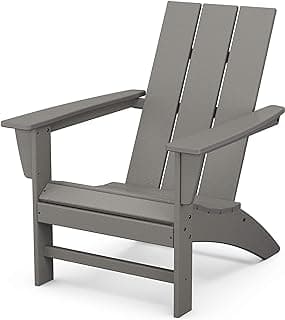 Polywood Modern Adirondack Chair – All-Weather Outdoor Lawn Adirondack Chairs – HDPE, Fade-Resistant & Durable Outdoor Furniture – For Patio, Deck & Fire Pit Chairs – Grey