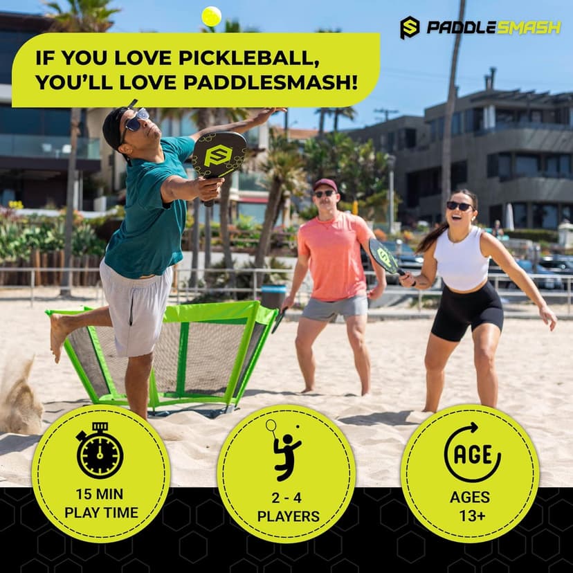PaddleSmash - Pickleball Yard Game As Seen on Shark Tank - Beach, Backyard, Tailgate & Lawn, Outdoor Activities for Adults and Family - Easy Assembly