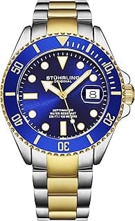 Stuhrling Original Men's Dive Watch, Swiss Movement, Stainless Steel, Blue Dial, Stainless Steel Bracelet, 100M Water Resistant