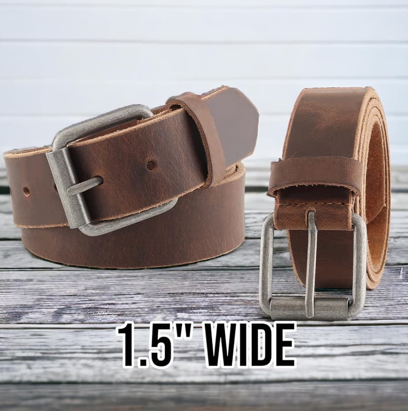 F&L CLASSIC Men's Casual Full Grain Classic Leather Dress Belt For Jeans,1.5" Wide, USA