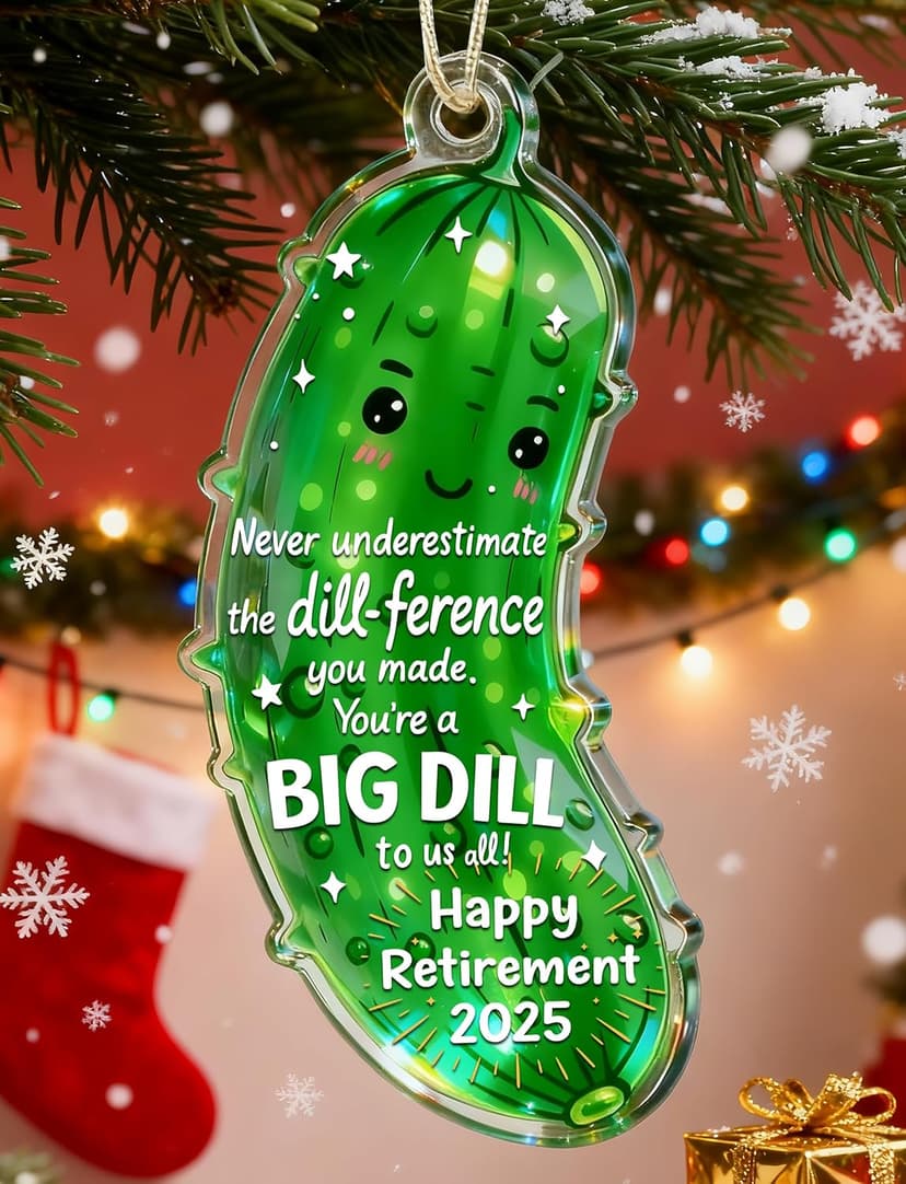 MAMAGIFTREE Christmas Ornament 2025 - Funny Retirement Gifts for Women, Men, Coworker, Boss - Big Dill Keepsake, Happy Retirement Decorations