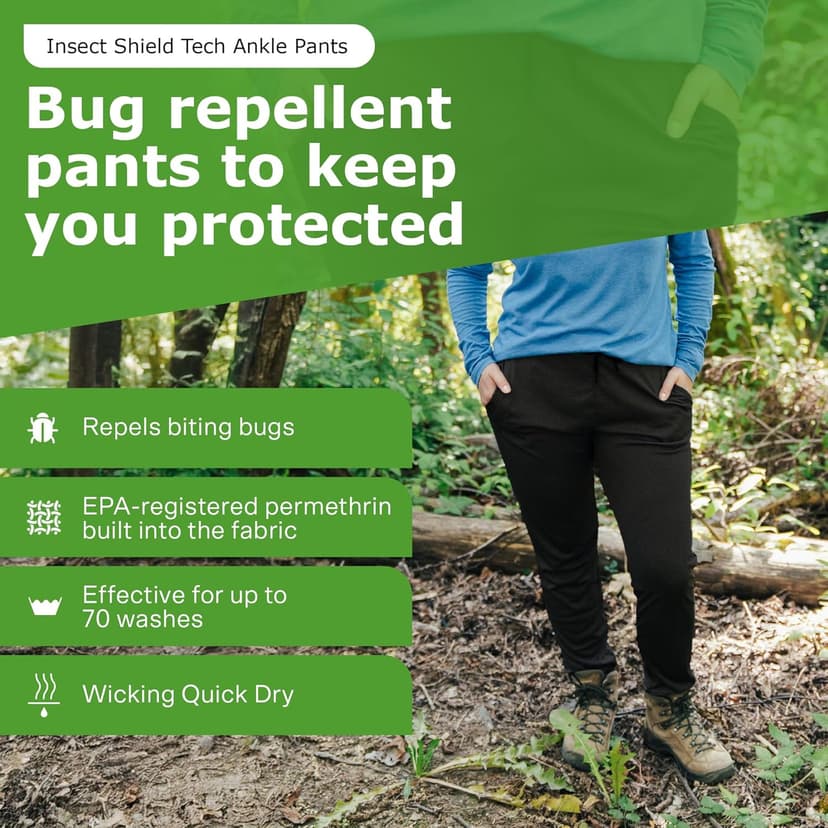 Insect Shield Women's Tech Ankle Pants - Casual Knit Pants with Built-in Permethrin Tick, Mosquito & Biting Insect Protection