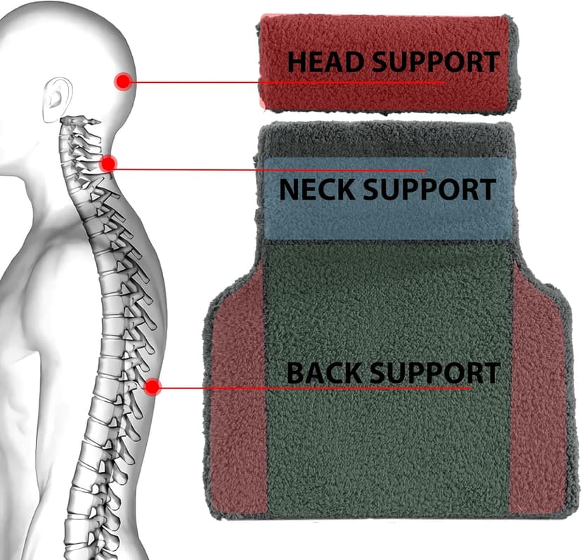 HOMBYS Sherpa Fleece Lumbar Support Pillow with Headrest for Recliner,Memory Foam Recliner Chair Cushion for Back Pain,Big High Back Support for Recliner with Chair Headrest for Elderly (Grey)