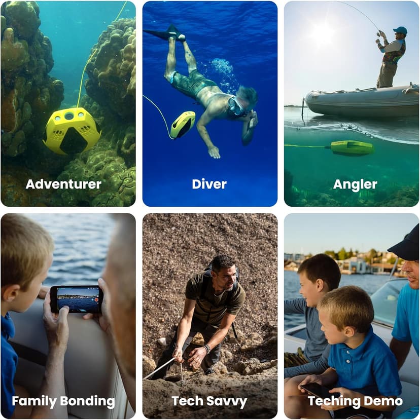 Chasing Dory Underwater Drone - Palm-Sized 1080p Full HD Underwater Drone with Camera for Real Time Viewing, APP Remote Control Purple (Yellow)