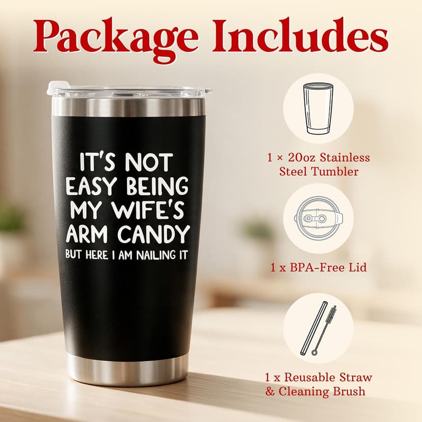 Gifts for Husband Christmas, Anniversary Birthday Gifts for Him Husband, Mens Gift Ideas, Stainless Steel, Lid Included Christmas Birthday Gift for Husband from Wife, 20 oz Tumbler for Men B0DPG6PKK7