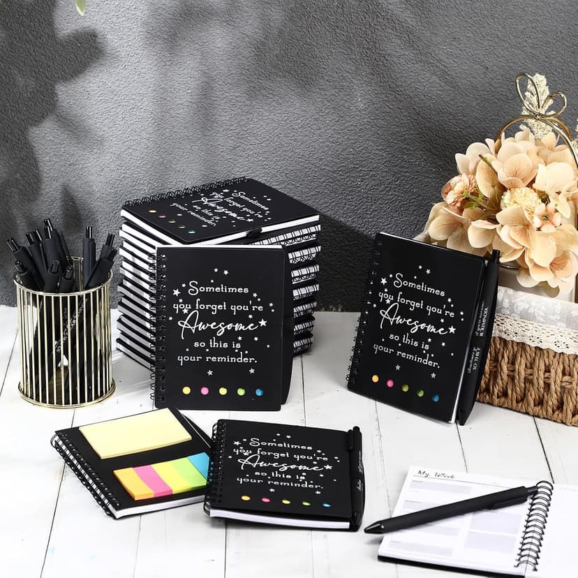 Appreciation Gift for Dsp Ma Coworker Office Staff, Customer Service Week, Thank You A6 Notebook Planner with Sticky Note Pen Resurhang 24 Set Customer Service Appreciation Gift for Staff, Black B0DG5J24WP